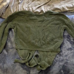 Hollister Green sweater with tied back